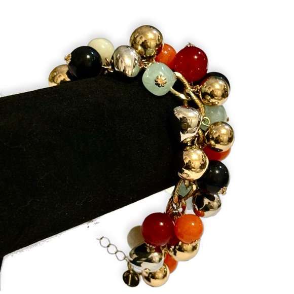 TALBOTS Colorful & Bold Gemstone Bauble Charm Gold-Tone Bracelet | NWOT | Signed - Picture 4 of 6
